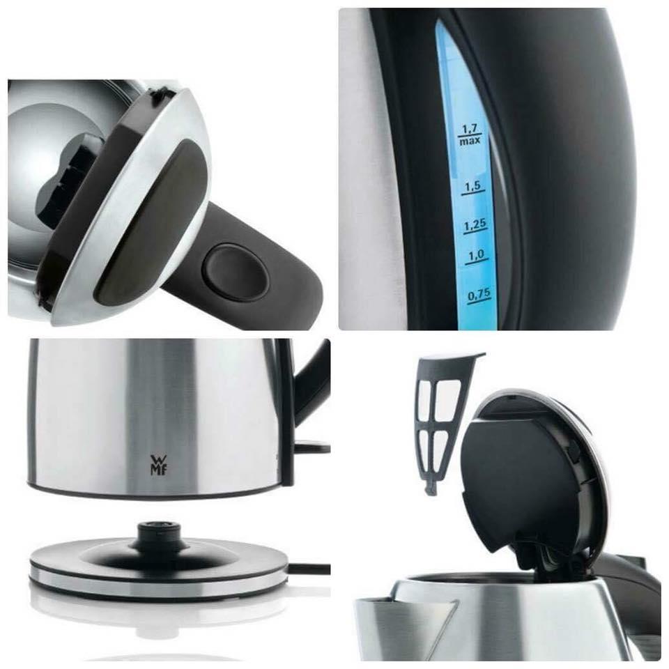 WMF Stelio kettle stainless steel, 1.7l, with filter, 2400W, wireless, illuminated water level indicator, lime water filter, cromargan matt [Energy Class A]