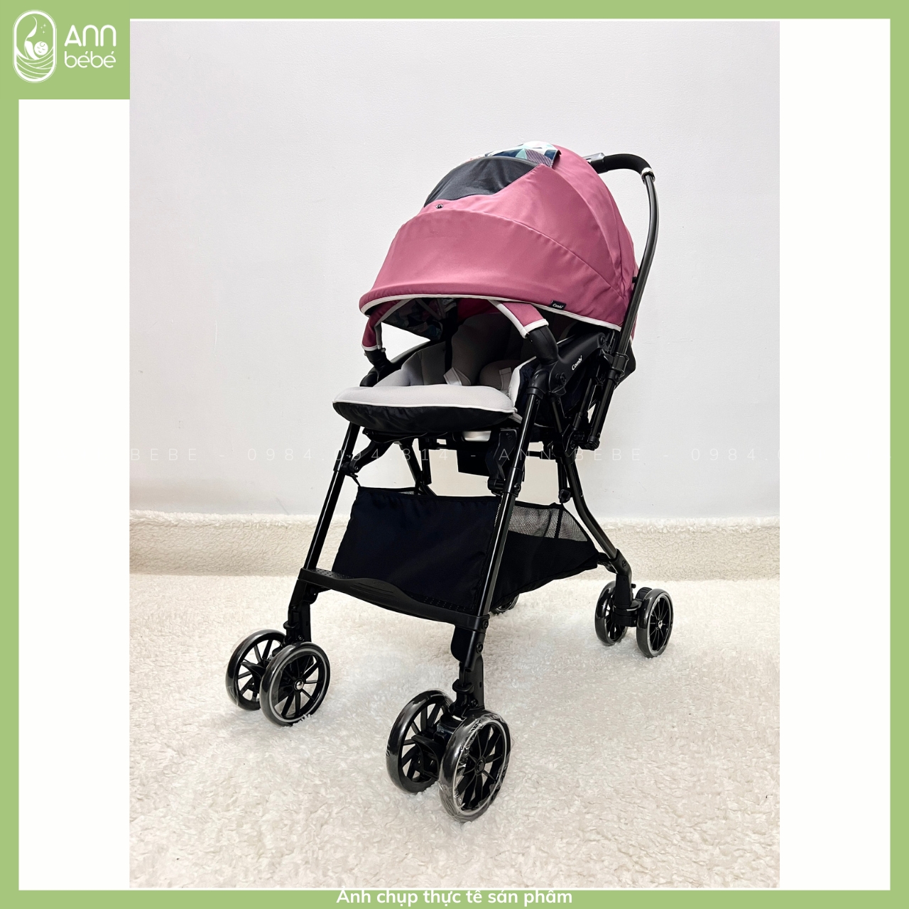 Xe Đẩy Combi Sugocal Light 4cas màu Hồng ANNBEBE