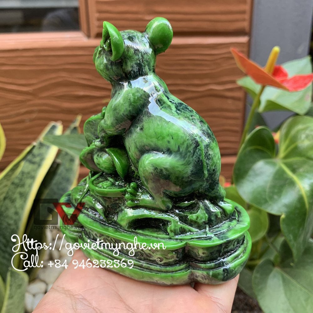 [HCMC] Feng Shui mouse statue-11cm height-composite stone-aqua green