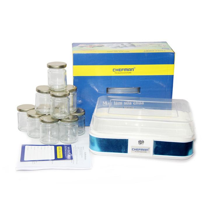 Máy Làm Sữa Chua Chefman CM-311T 12 Cốc Thủy Tinh Nắp Thiếc Cao Cấp ( Bảo Hành 24 Tháng)
