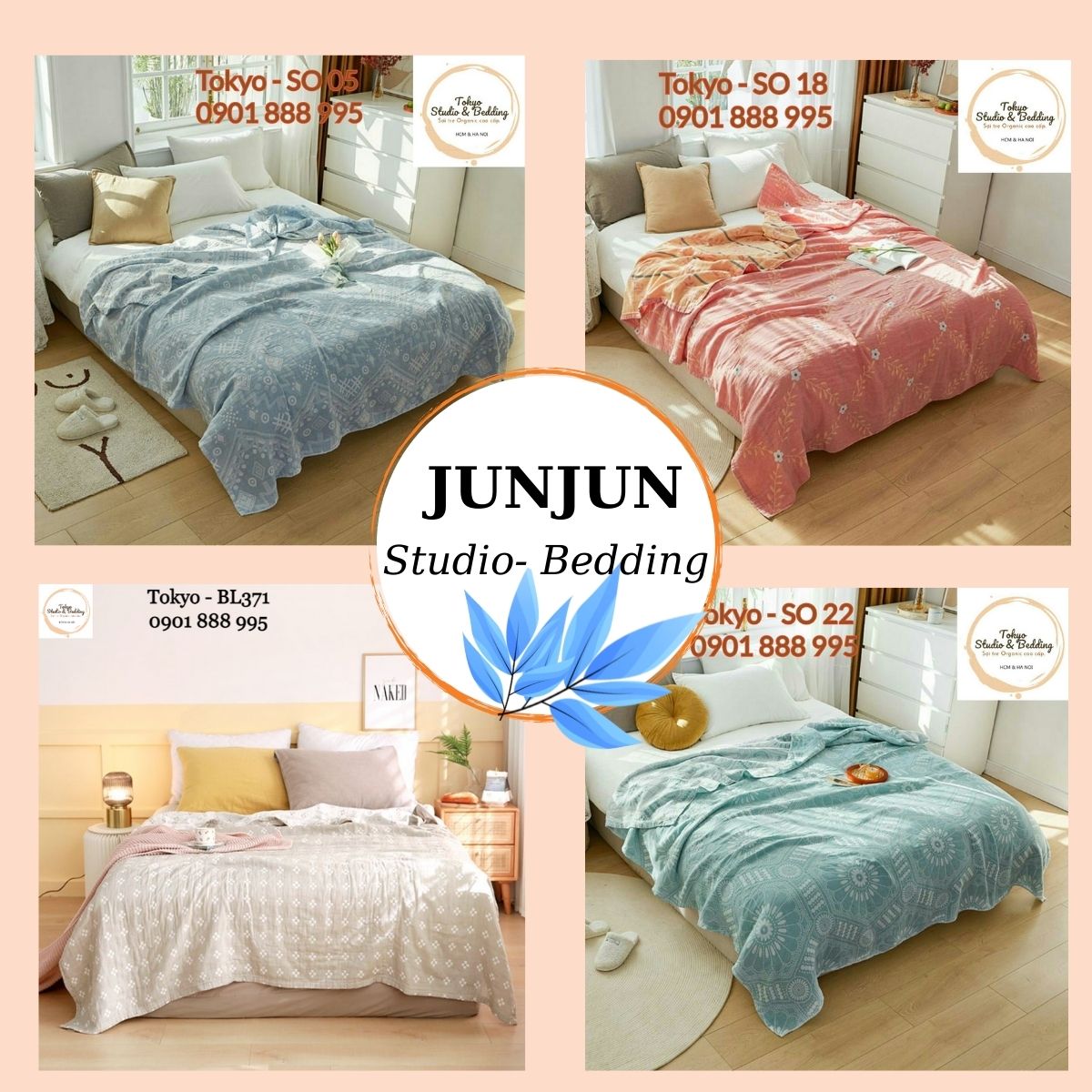 (7)TH Chăn Xô Organic Cotton Dòng Phổ thông/Basic 3 lớp