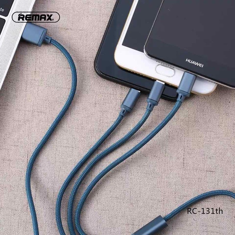 [HCM]Cáp sạc Remax 3 đầu RC-131TH Iphone - Micro usb - Type C | BH 3 tháng 1 đổi 1 - Hoàng Yến Computer