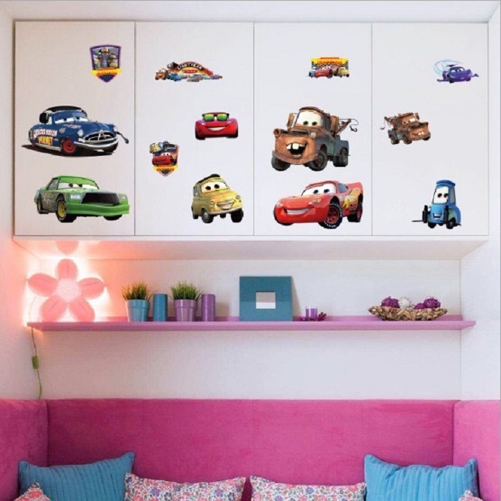 [HCM]Decal dán tường hình siêu xe cho bé