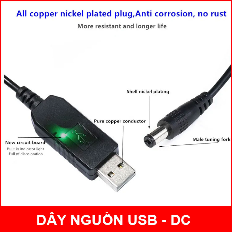Dây chuyển đổi nguồn USB 5V sang 8.4V DC