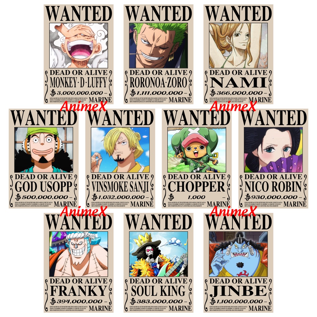 New Anime One Piece Luffy 3 Billion Bounty Wanted Posters Four Emperors Kid  Action Figures Vintage Wall Decoration Poster Toys | Fruugo NO
