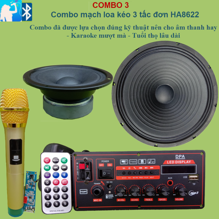[HCM]Combo mạch loa kéo 3 tấc đơn HA8622 - Combo 3 Micro UHF