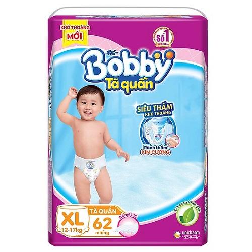 Tã quần Bobby siêu lớn XL 62 miếng (12-17 kg) (hương trà xanh)