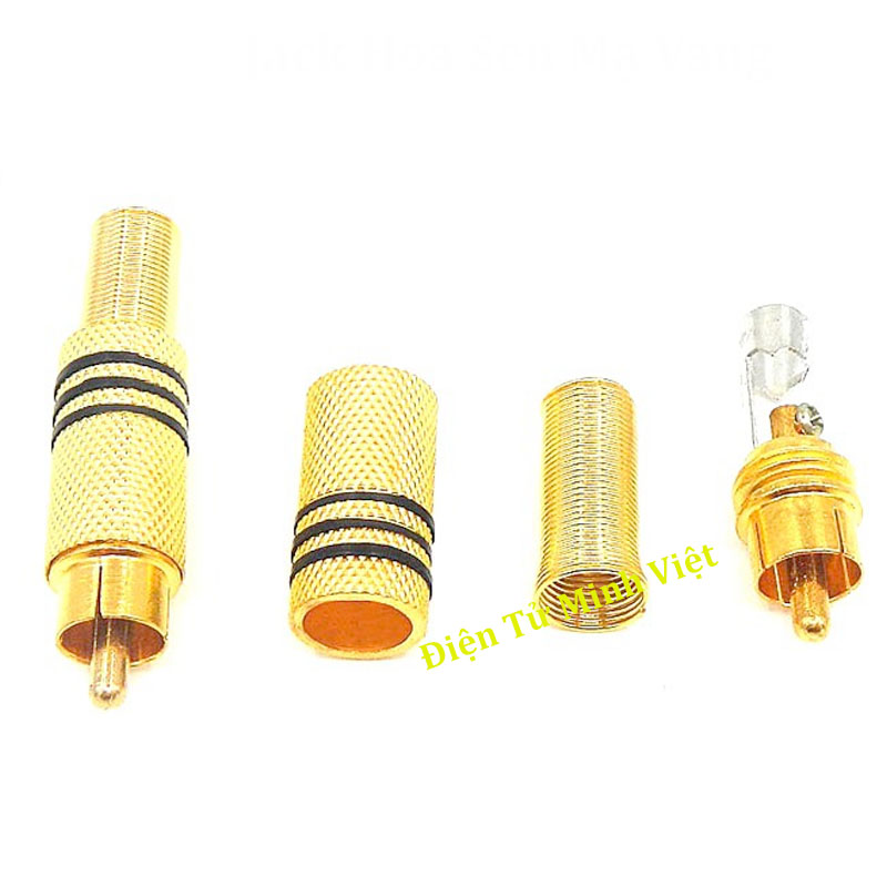 COMBO 2 Jack Hoa Sen Mạ Vàng - Jack RCA AV Bắt Vít ( Đỏ - Đen )