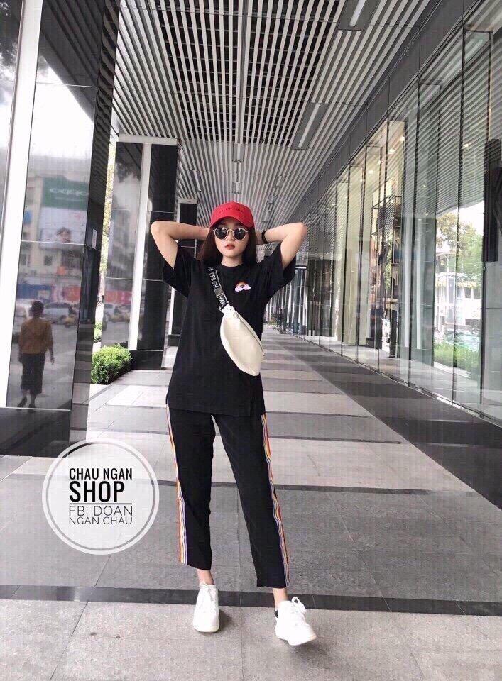 Sét bộ cầu vòng phối viền cầu vòng ở quần cực cá tính TTS0267