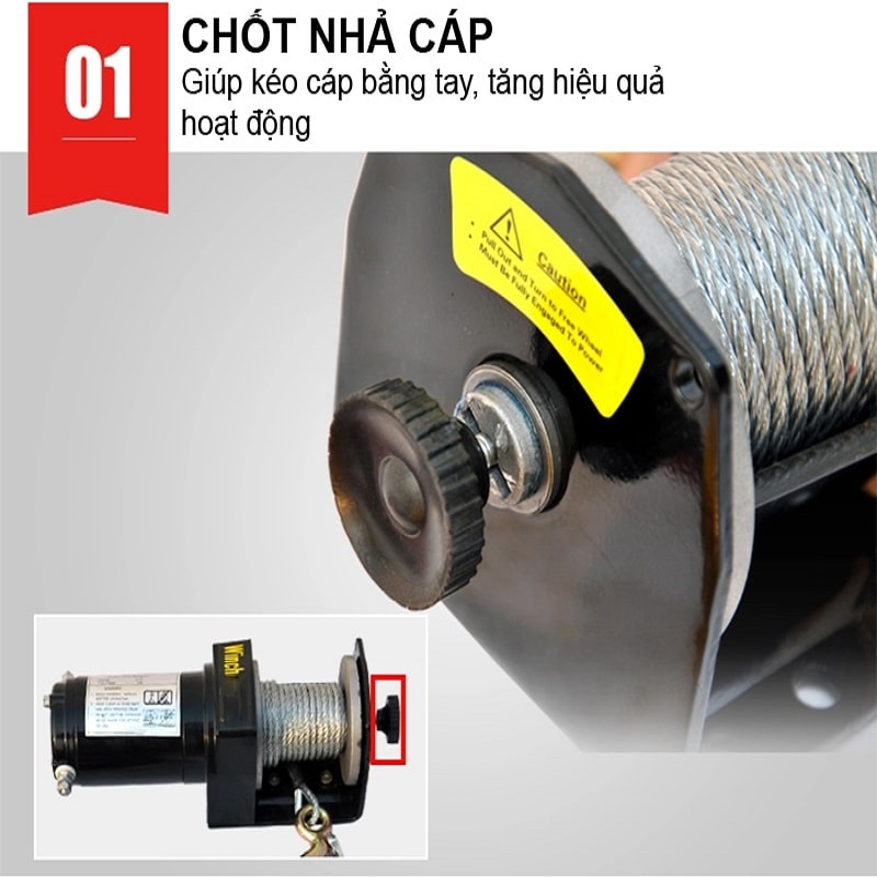 Tời điện kéo xe 12V 3000LB 1.3 tấn