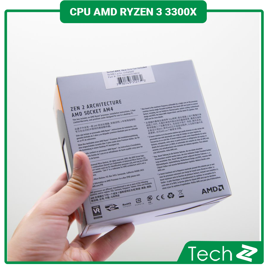 CPU AMD Ryzen 3 3300X (3.8GHz turbo up to 4.3GHz, 4 nhân 8 luồng , 16MB Cache, 65W) - Socket AMD AM4