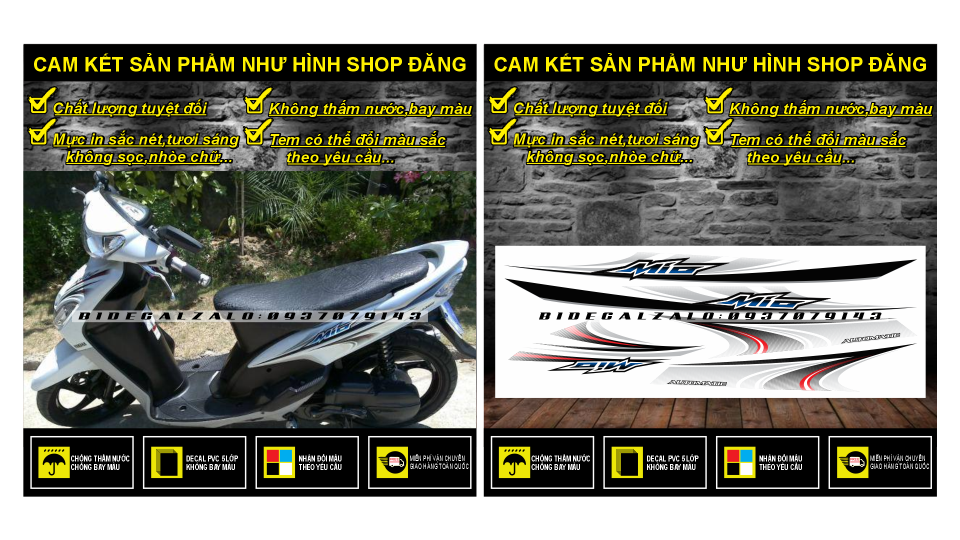 TEM RỜI MIO NHỎ ĐỜI ĐẦU MẪU THÁI DÁN XE TRẮNG
