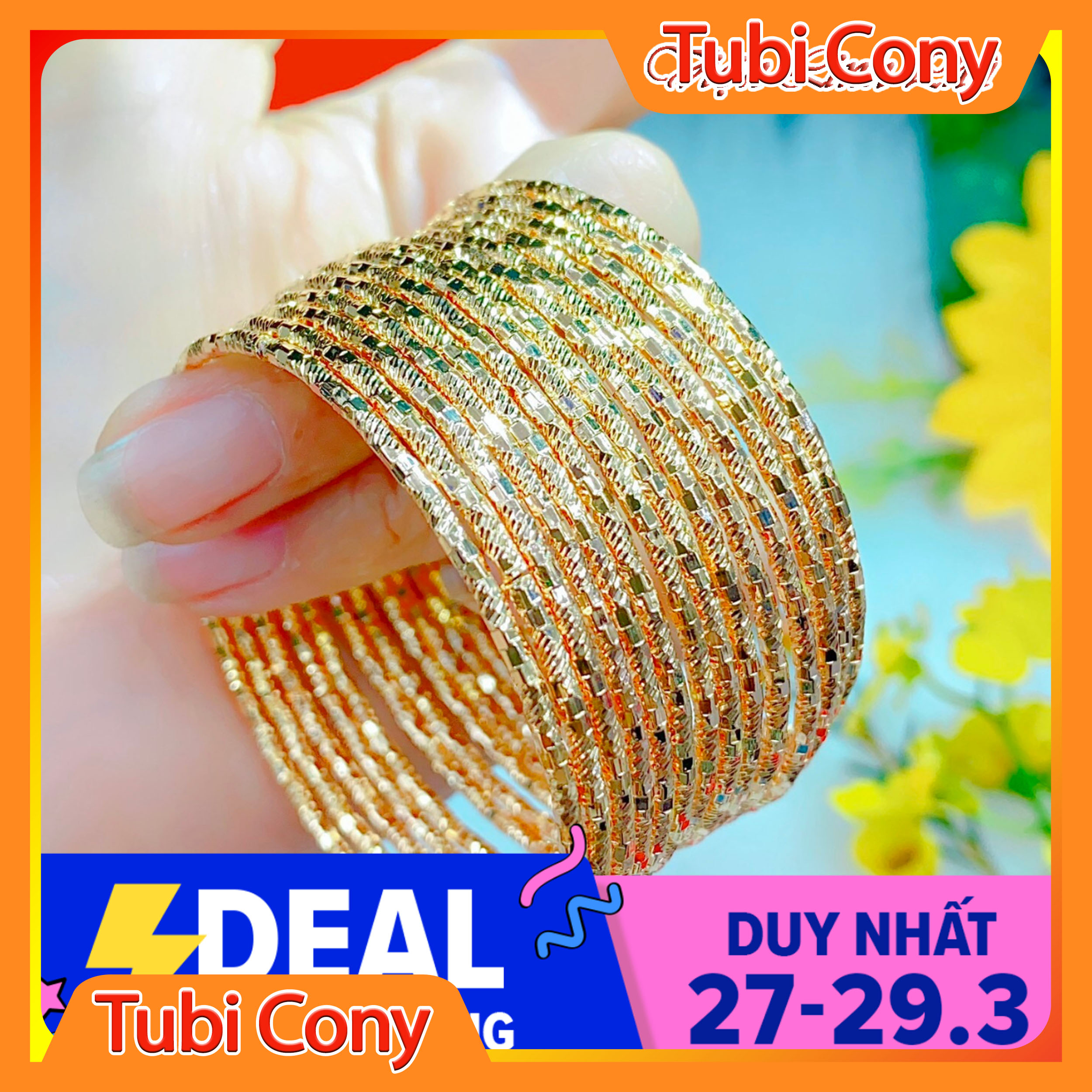 Bộ vòng ximen trúc 7 chiếc mạ vàng 18K cao cấp 050R3030  - Bền Màu - Bao hoàn tiền, bao đổi trả trong 07 ngày