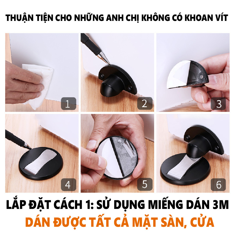 [HCM]Chặn Cửa Hít Nam Châm Dán Sàn - Kèm miếng dán 3M & ốc vít
