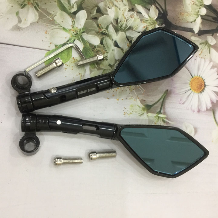 [GIÁ 1 ĐÔI] Cặp gương 5 cạnh RIZOMA trang trí xe máy thời trang G66 (màu đen)