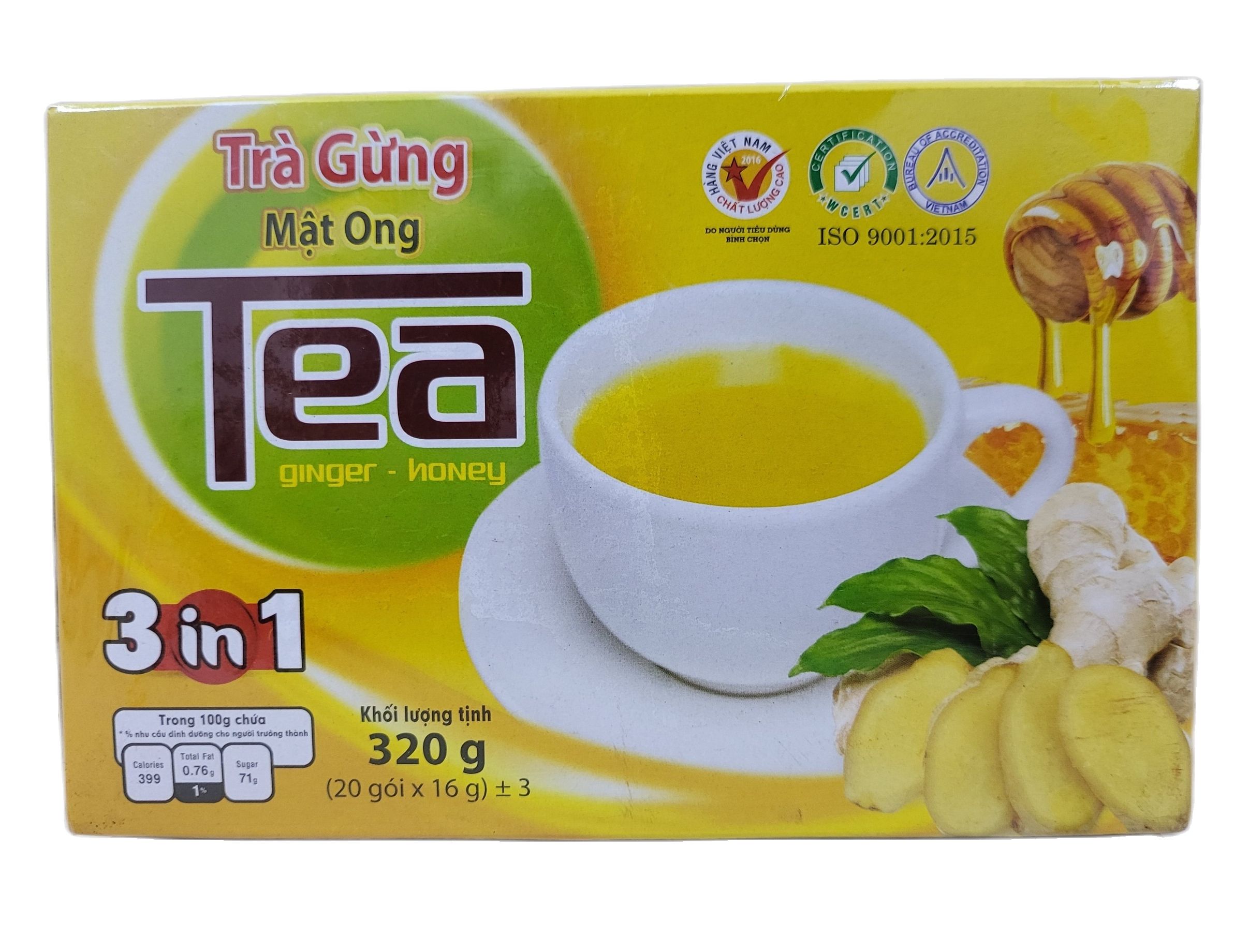 Thanh bình trà gừng mật ong hòa tan 3 in 1 ginger tea with honey
