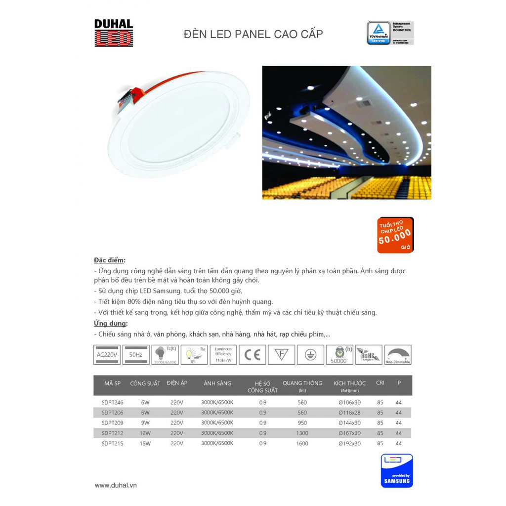 [GIÁ HỦY DIỆT] ĐÈN LED ÂM TRẦN PANEL DUHAL 7W (KDPT206)