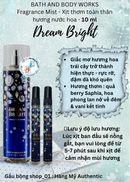 Xịt Thơm Toàn Thân Bath and Body Works Dream Bright 236ml