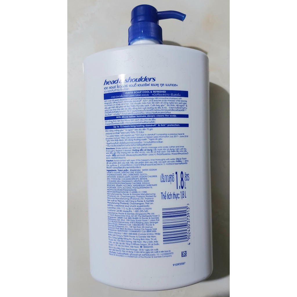 Dầu Gội Head & Shoulder 1800ml Bạc Hà Mát Lạnh (Dầu Gội Head & Shoulder 1.8kg)