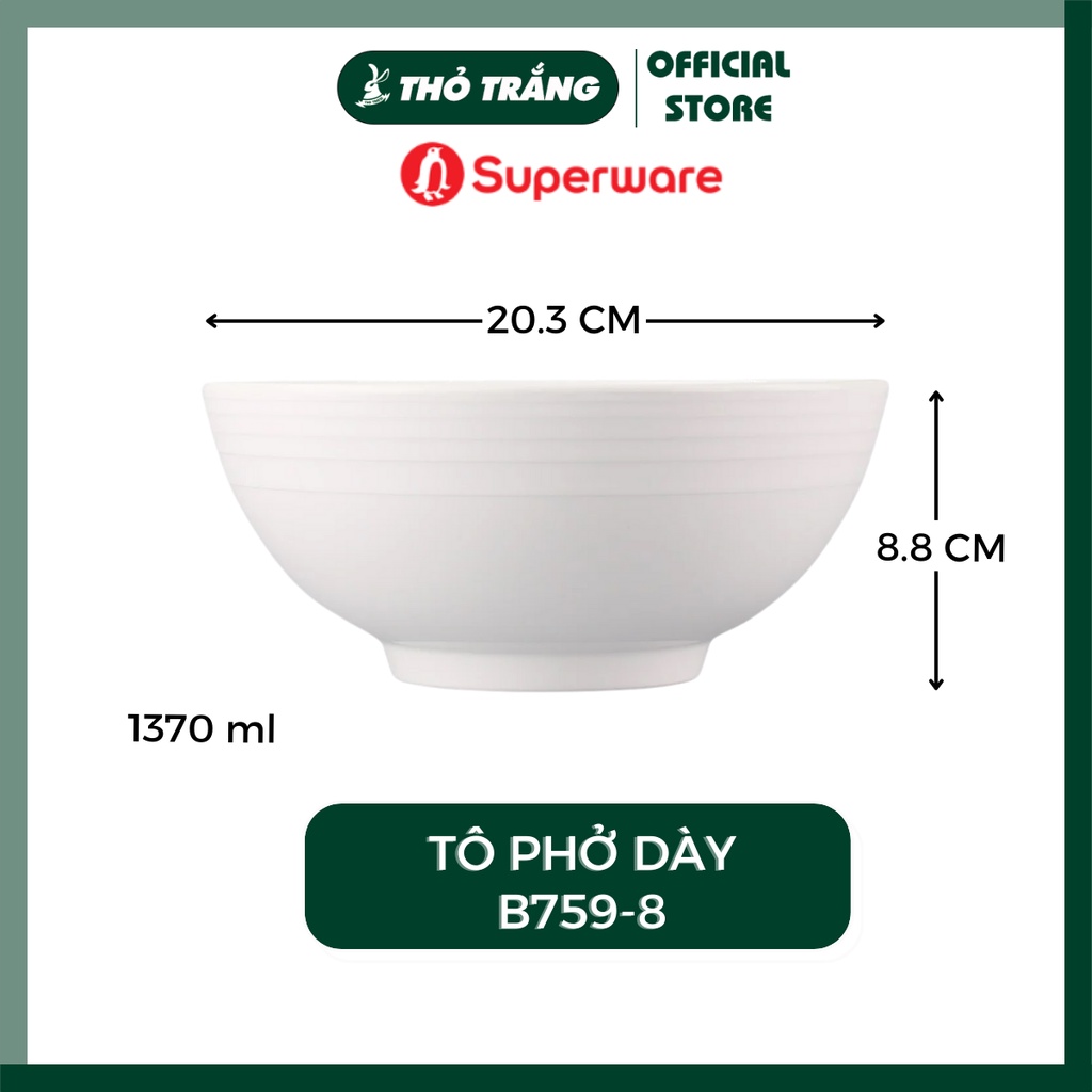 Tô bún mì phở màu trắng nhựa melamine superware thái lan