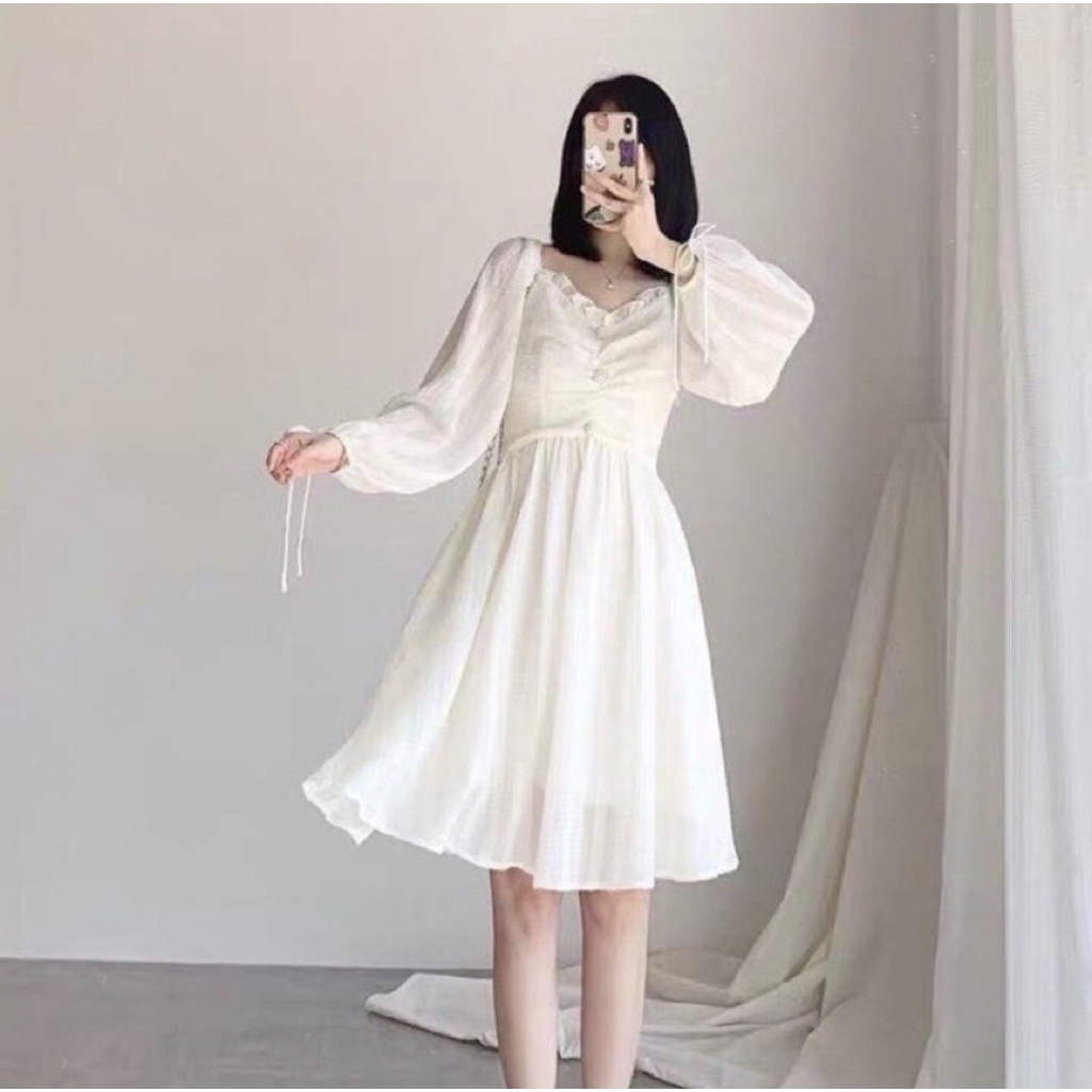 Đầm tay bồng váy hai dây L013 mẫu váy bánh bèo nữ đầm xòe đẹp mặc kết hợp  hoặc mặc rời đều được, siêu xinh giá rẻ nhất tháng 3/2024