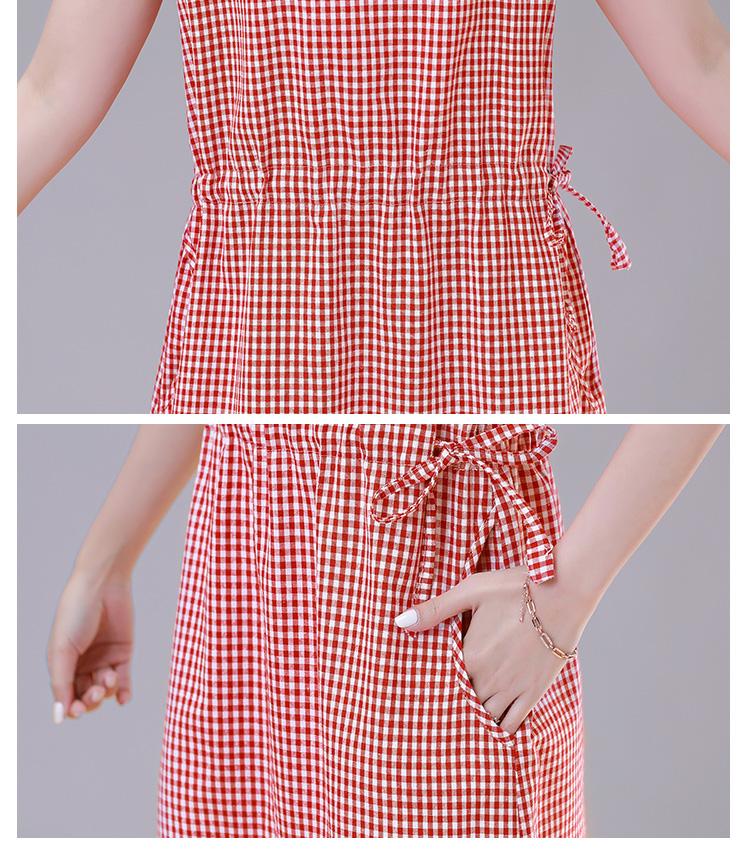 ĐẦM SUÔNG CARO THẮT EO - DS112