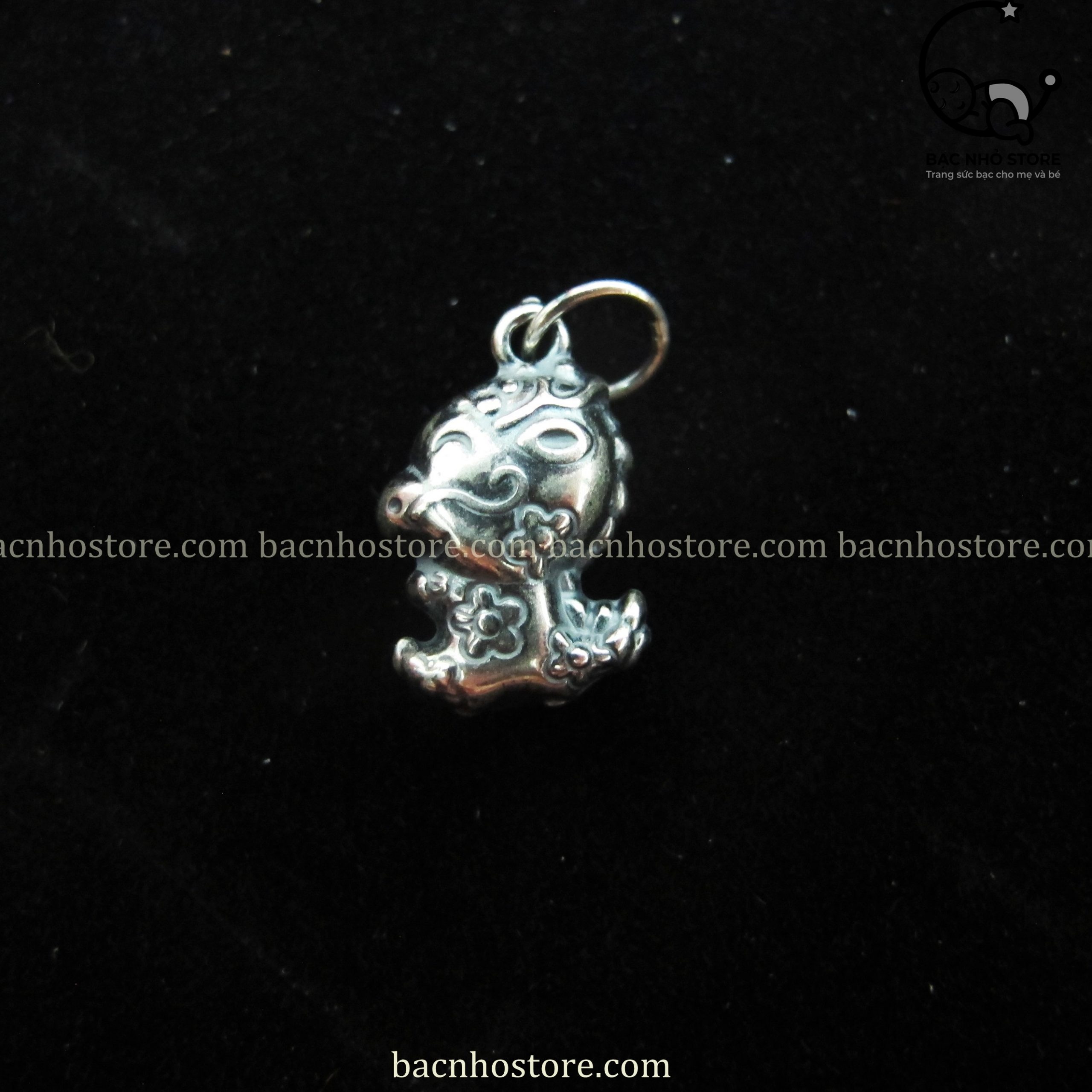 Charm lắc bạc 12 con giáp phồng (con giáp đen) – Tuổi Thìn C12ZĐ