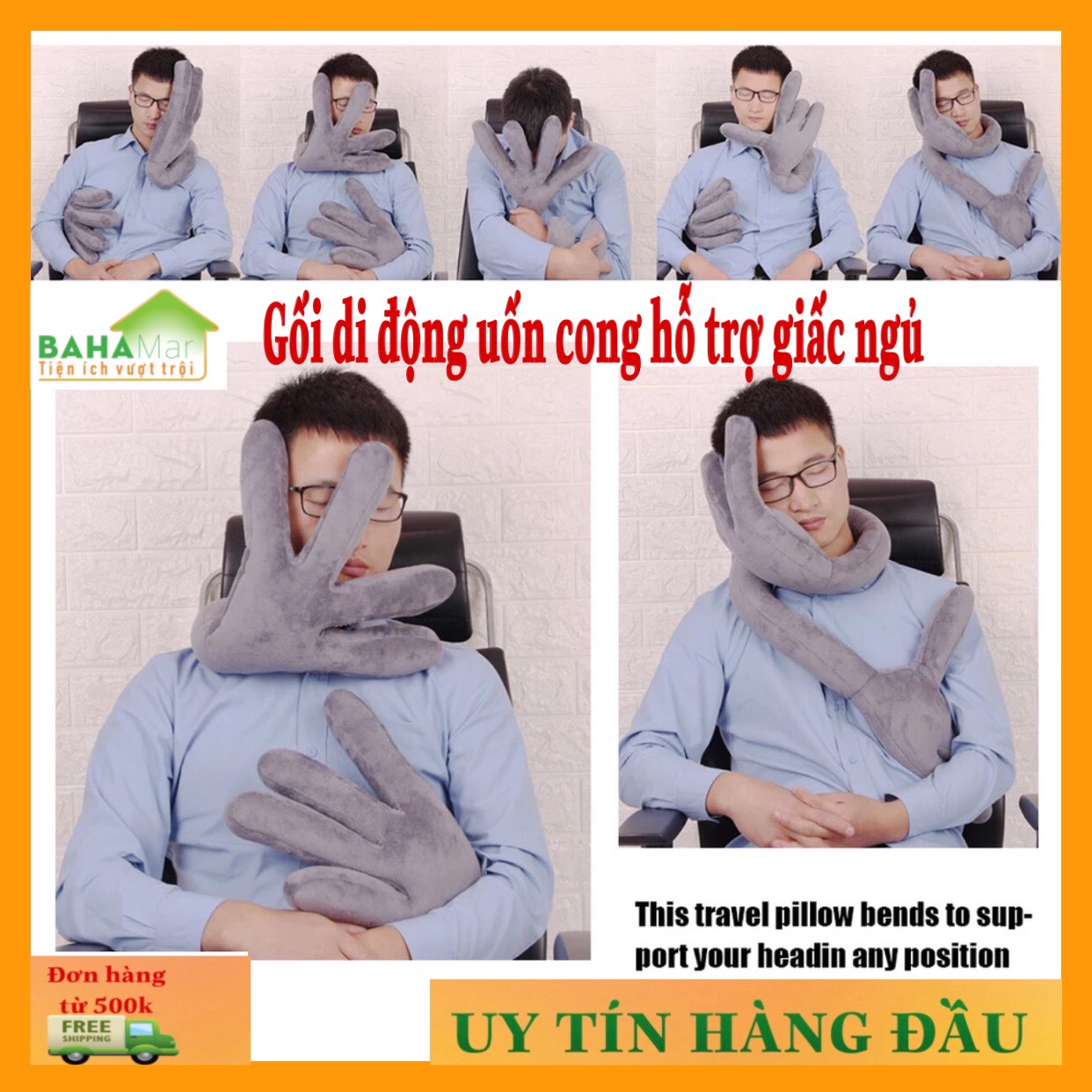 GỐI DI ĐỘNG UỐN CONG HỖ TRỢ GIẤC NGỦ MỌI TƯ THẾ "BAHAMAR"  có thể thay đổi thành nhiều hình dạng khác nhau có thể đáp ứng được nhiều nhu cầu khác nhau cho mọi thời gian và địa điểm.