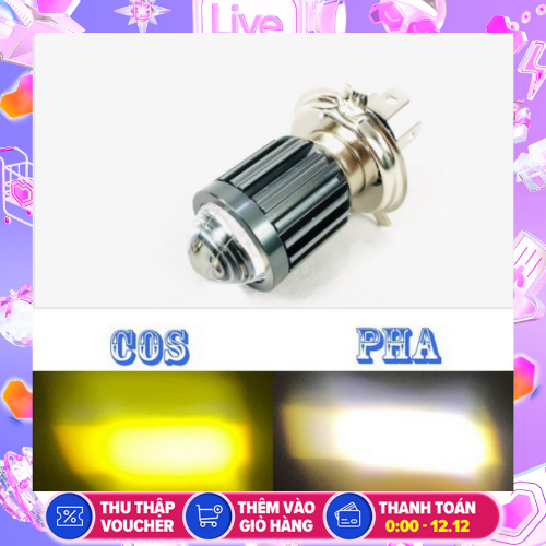 Đèn Pha Bi Cầu Cos Vàng Pha Trắng-Đèn Pha xe máy 2 chế độ chiếu sang- ĐÈN BI CẦU, Đèn cos vàng pha trắng