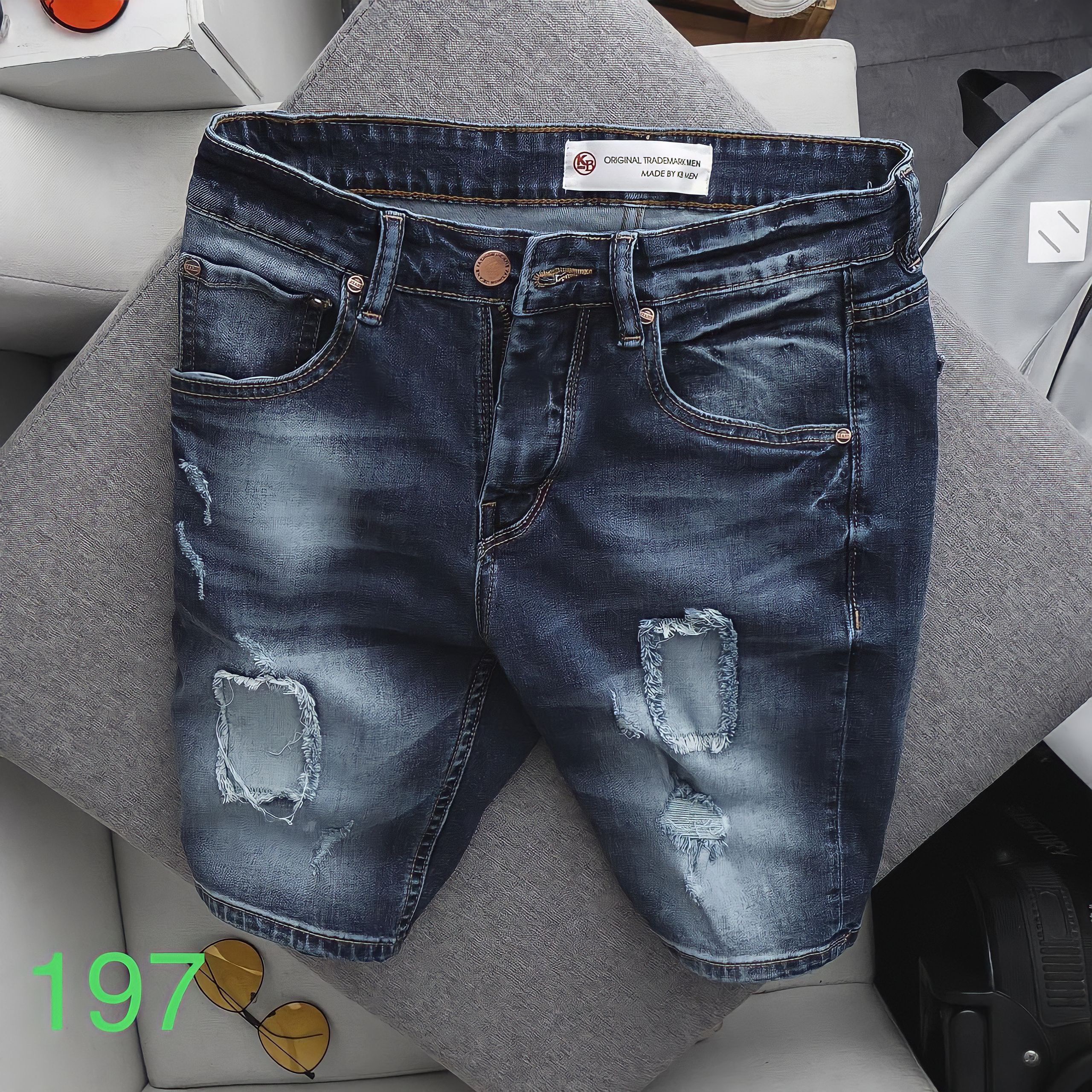 Quần short jean nam co dãn cao cấp chất liệu jean bò M 197