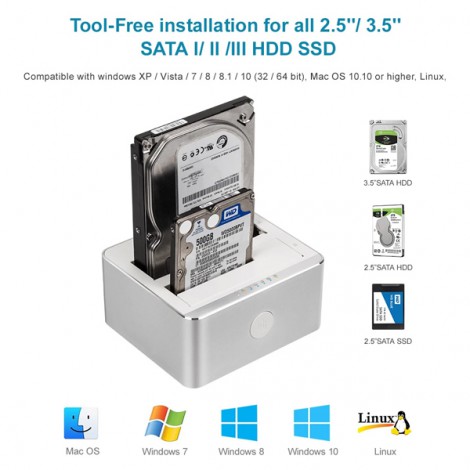 Đế đọc ổ cứng HDD Dock 2.5/3.5 SATA USB 3.0 Unitek hàng chính hãng (Y - 3026)
