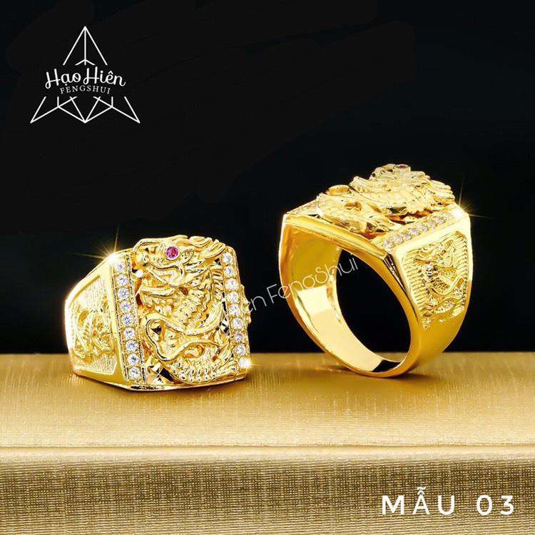 Nhẫn nam Rồng Titan mạ Vàng cá tính Cao Cấp (Có 03 Mẫu) X.N016-44 - Quà sinh nhật, quà tặng tết, nhẫn nam đẹp, nhẫn bạc nam, nhẫn nam mạ vàng, nhẫn nam đầu rồng, nhẫn nam titan mạ vàng, nhẫn vàng nam, nhẫn nam đính đá