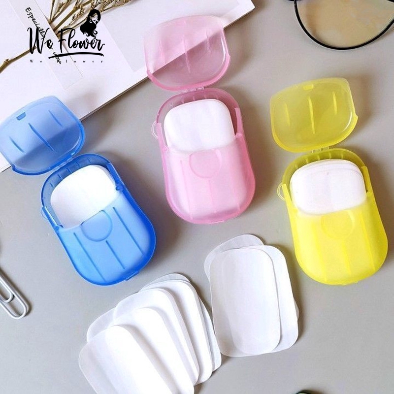 Xà phòng rửa tay dạng miếng – màu ngẫu nhiên - xà phòng giấy du lịch 1 lần - xà bông rửa tay dạng miếng tiện lợi