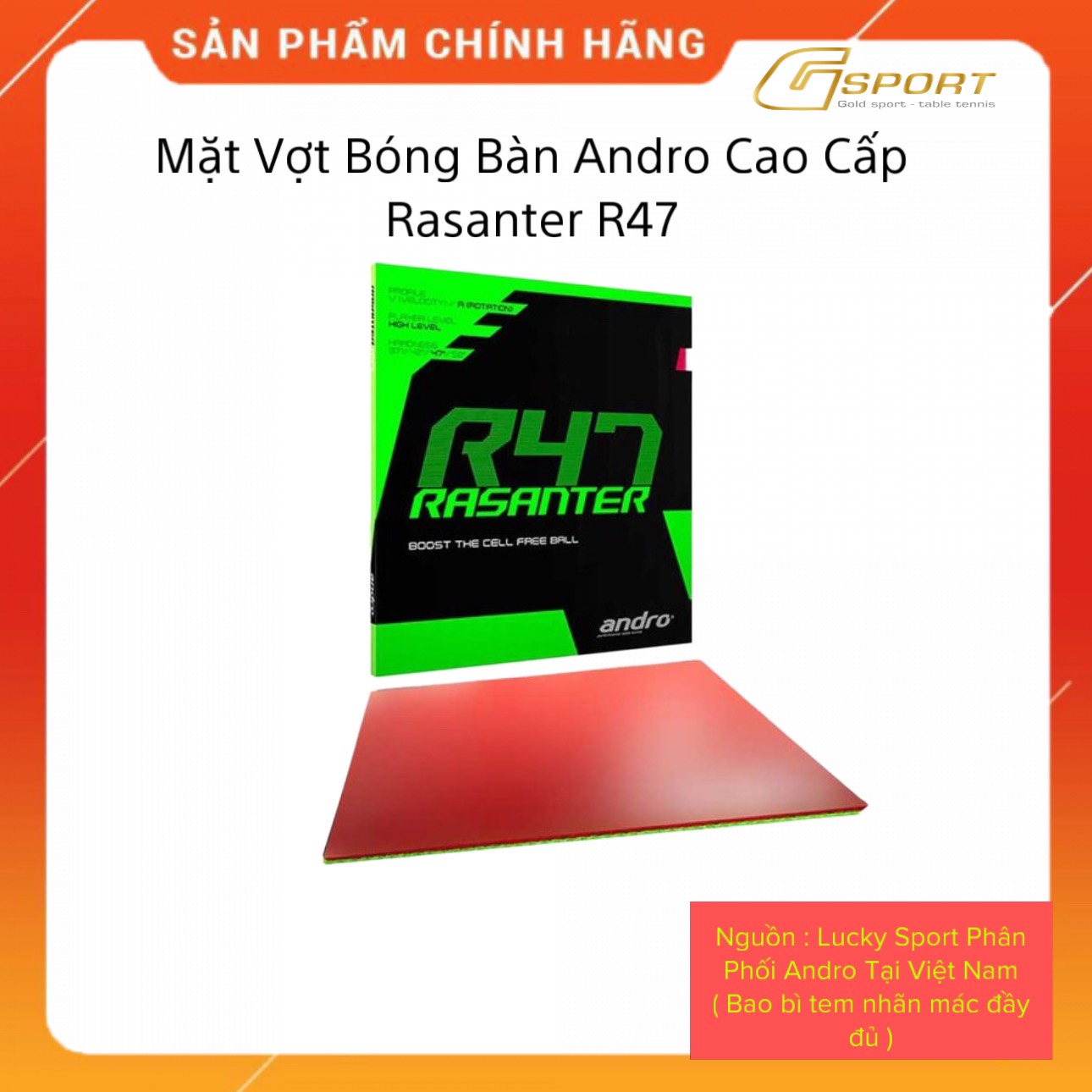 Mặt Vợt Bóng Bàn ANDRO Rasanter R47 – Tốc Độ Cao, Tạo Xoáy Mạnh, Chính Hãng Đức