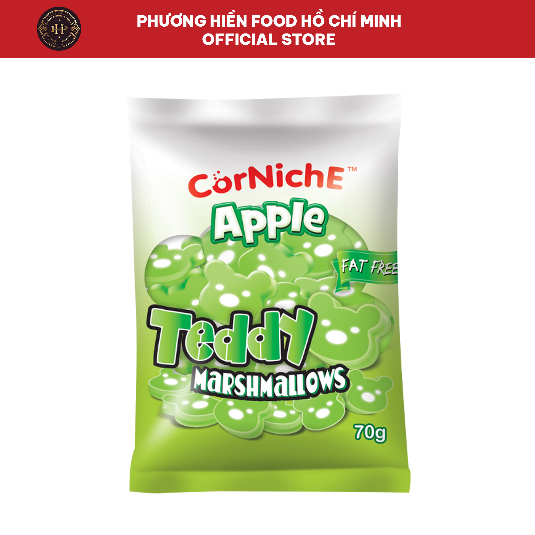 Kẹo xốp Marshmallows hình gấu vị Táo hiệu CorNichE 70g
