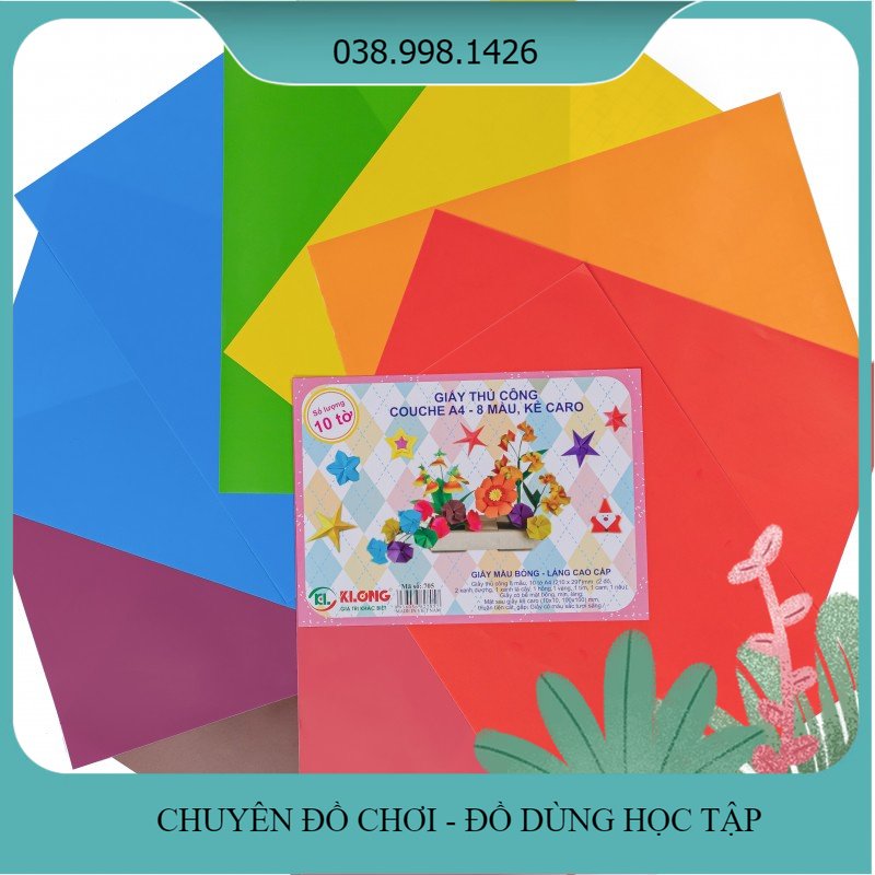 Giấy thủ công khổ a4 10 tờ 8 màu