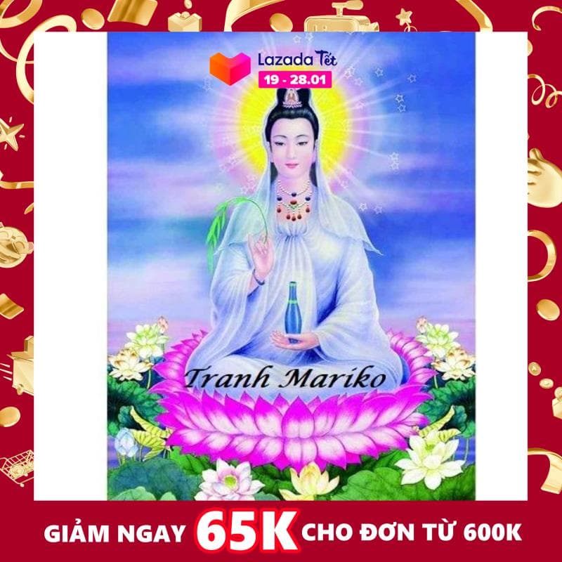 [HCM]Tranh đính đá Quan Thế Âm Bồ Tát kích thước cực nhỏ ✅60×45 cm -️ VS151 Tranh Mariko