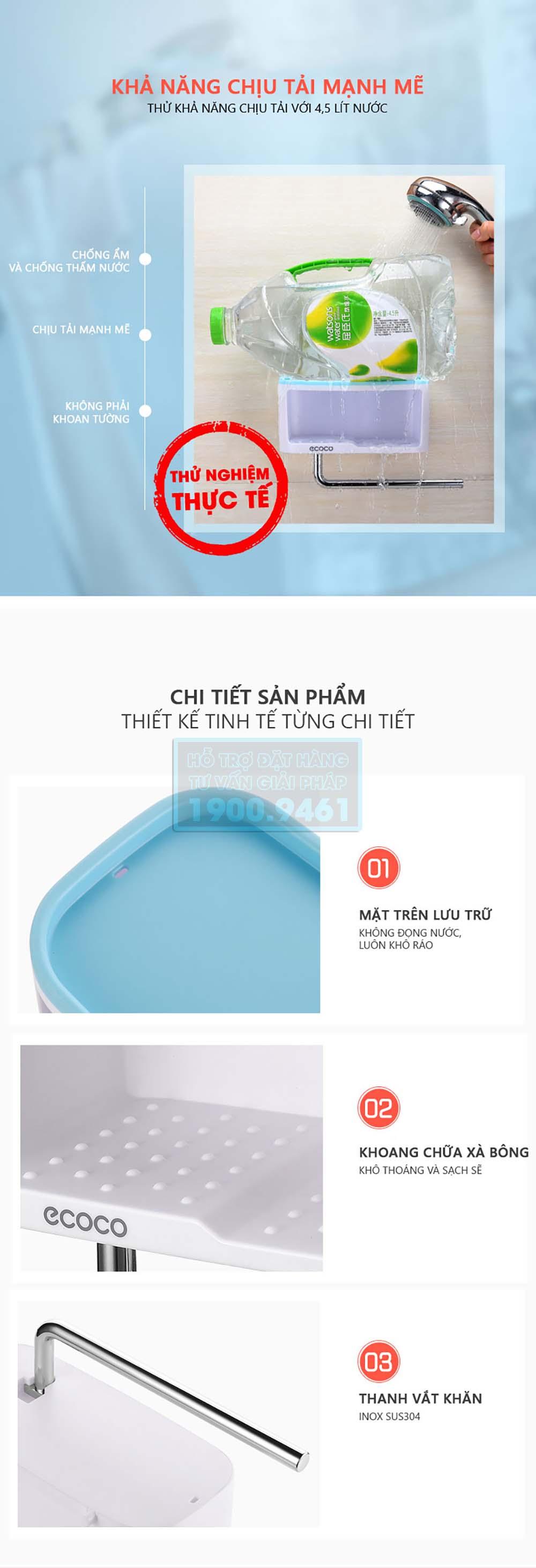 Kệ để xà phòng rửa tay nhà tắm ECOCO 9339
