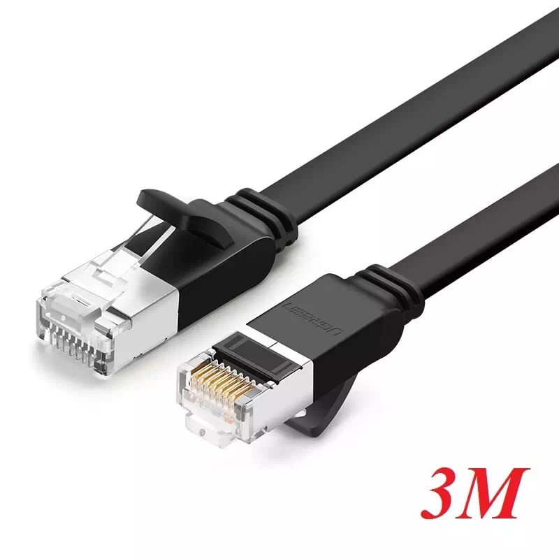 Ugreen 50186 3m màu đen cáp mạng lan cat 6 utp dây dẹp nw101
