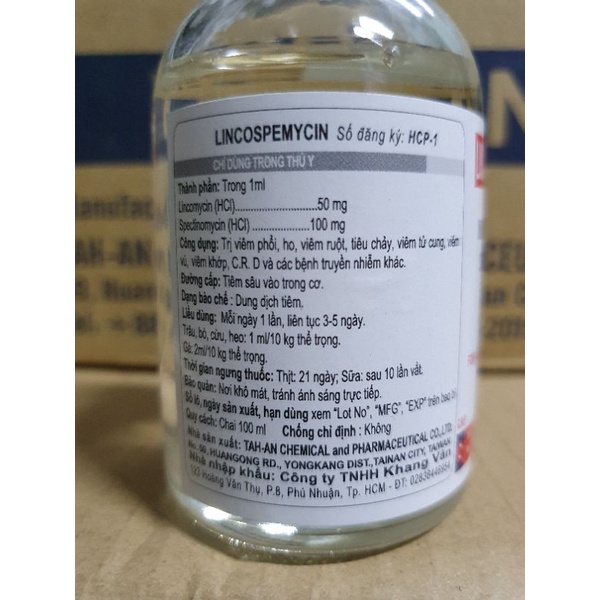 Lincospemycin Cho Gà Đá Linco Đài loan Cho Gà Đá (tặng tiêm 1cc)