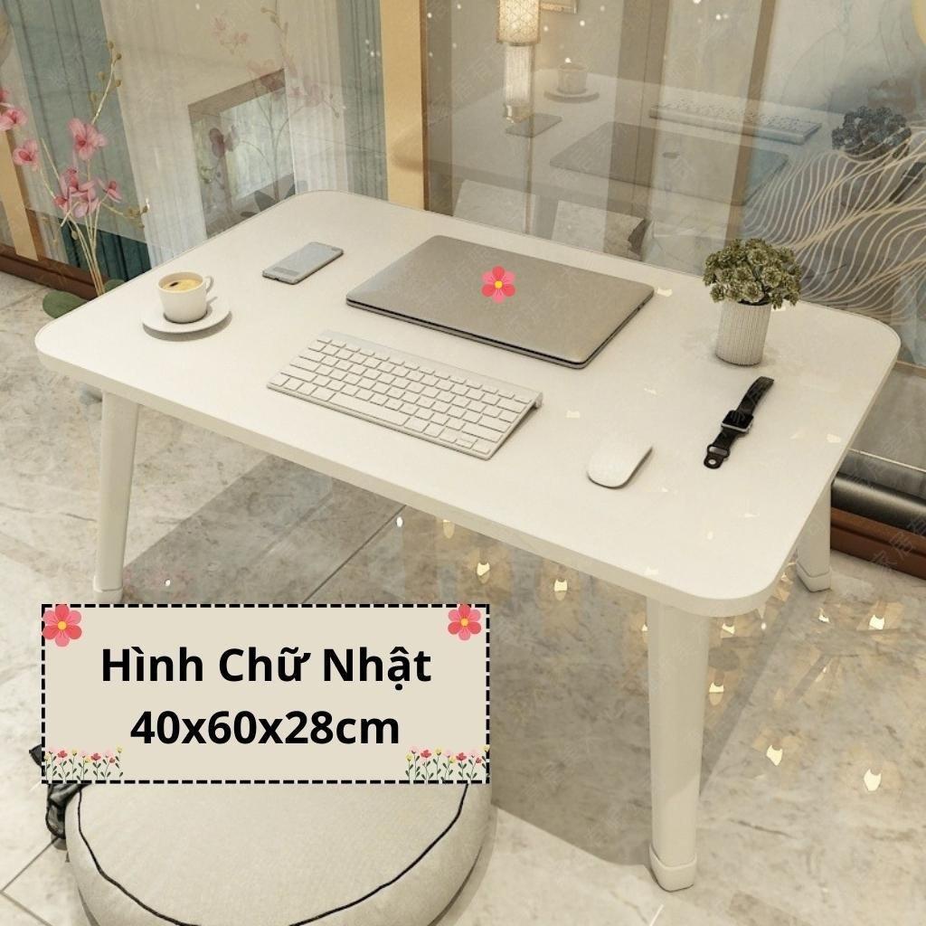 Bàn học gấp gọn mini mặt gỗ chân nhựa thông minh ngồi bệt để giường laptop xếp gọn kích thước 40x60x28cm