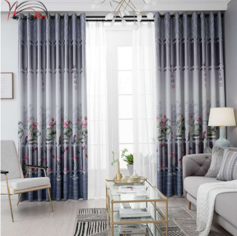 Rèm che nắng rèm treo cửa hoa sen và cá nhiều size (2 màu)