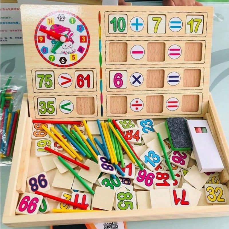 Bảng gỗ học Toán kèm bộ que tính