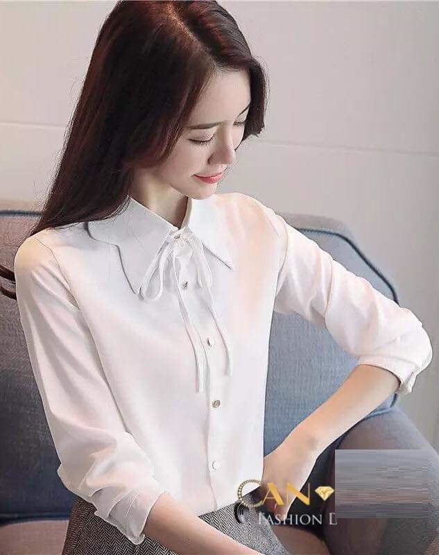 Áo sơ mi nữ công sở tay dài cổ kiểu cánh bướm