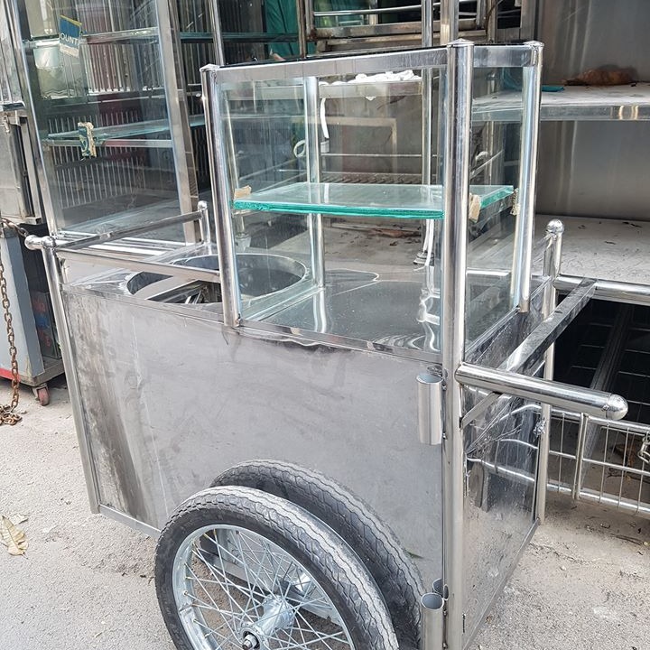 Xe Đẩy Bán Hàng Bánh Lớn Inox Dầy dặn có kệ để bếp  Cơ Khí Chế tạo Hàng Công Nghiệp Tân Ngọc Châu 0937.272.899