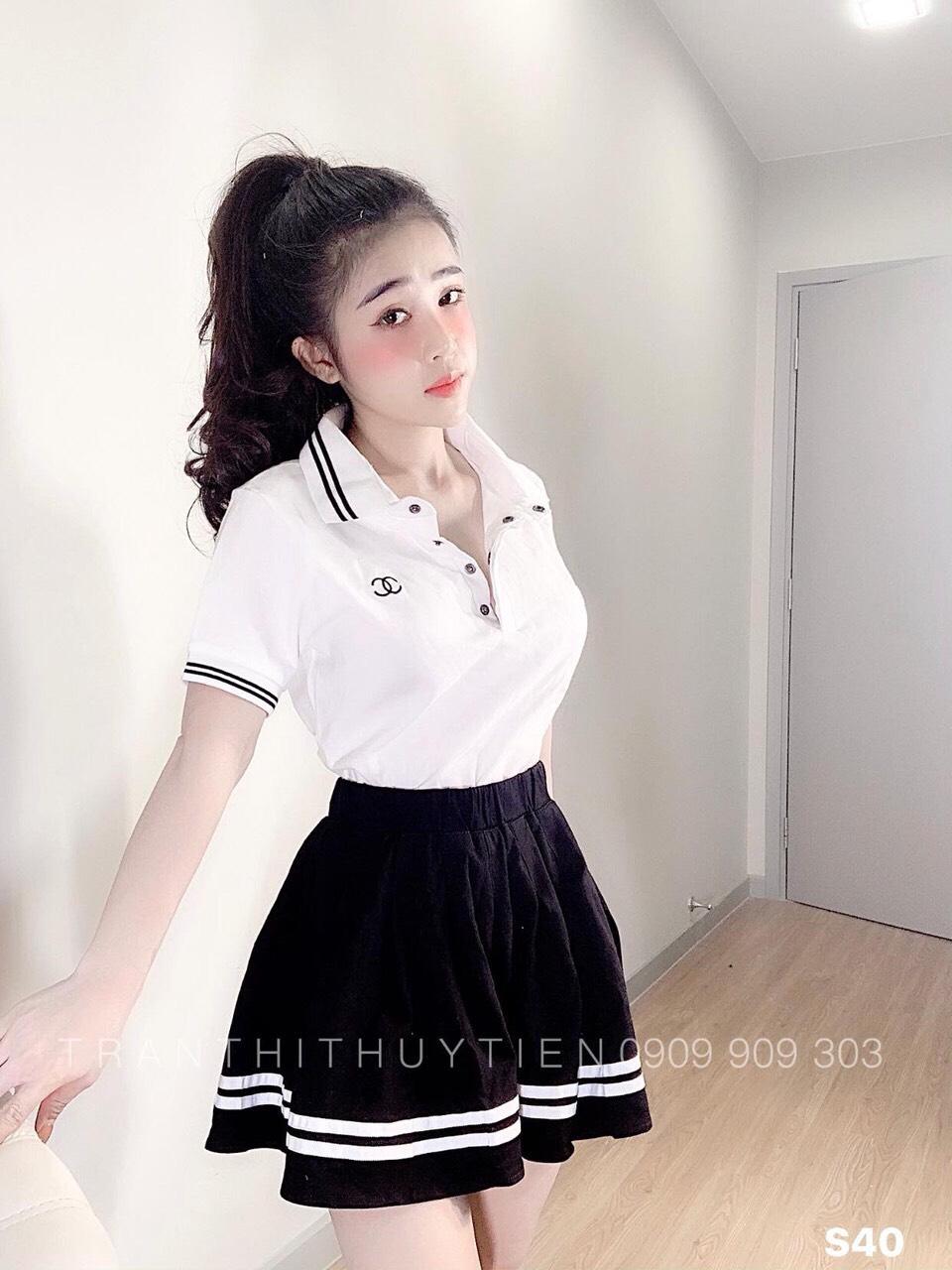 Sét váy coton viền lai váy-QH