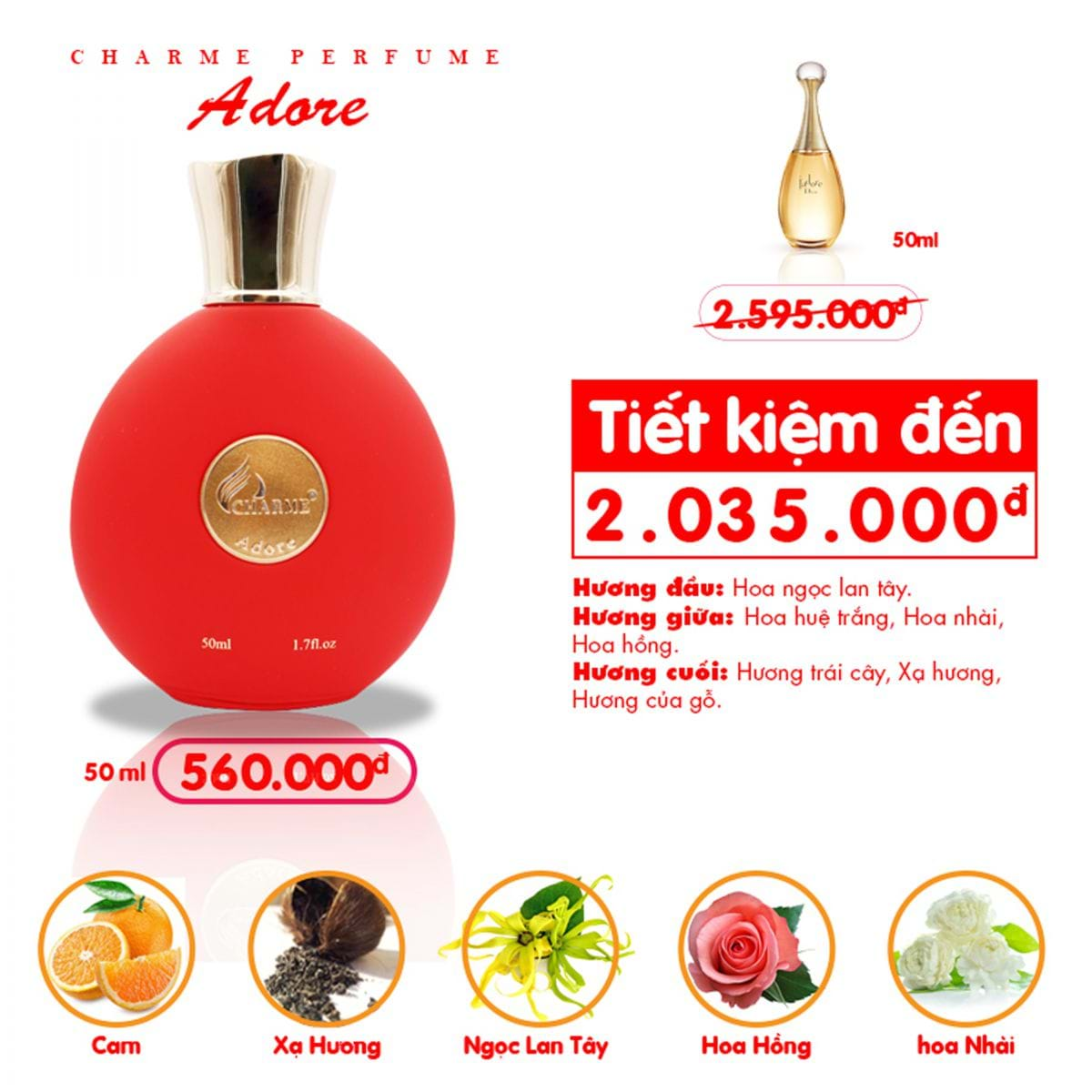 Nước Hoa Nữ Charme Adore 50ml