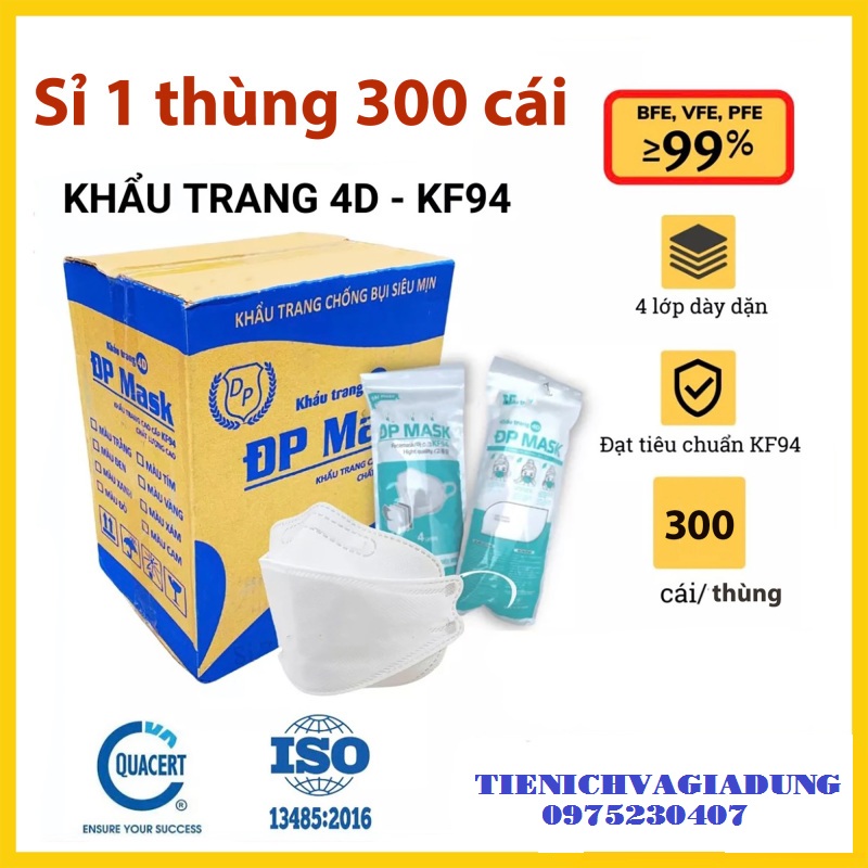 Thùng 300 chiếc khẩu trang người lớn kf94 4d lớp kháng khuẩn 99%,200 chiếc khẩu trang đại phát kf94 hàng việt nam chất lượng cao