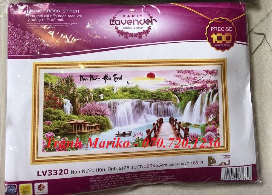 [HCM]Tranh thêu PHONG CẢNH NON NƯỚC HỮU TÌNH LV3320 kích thước 120*55cm