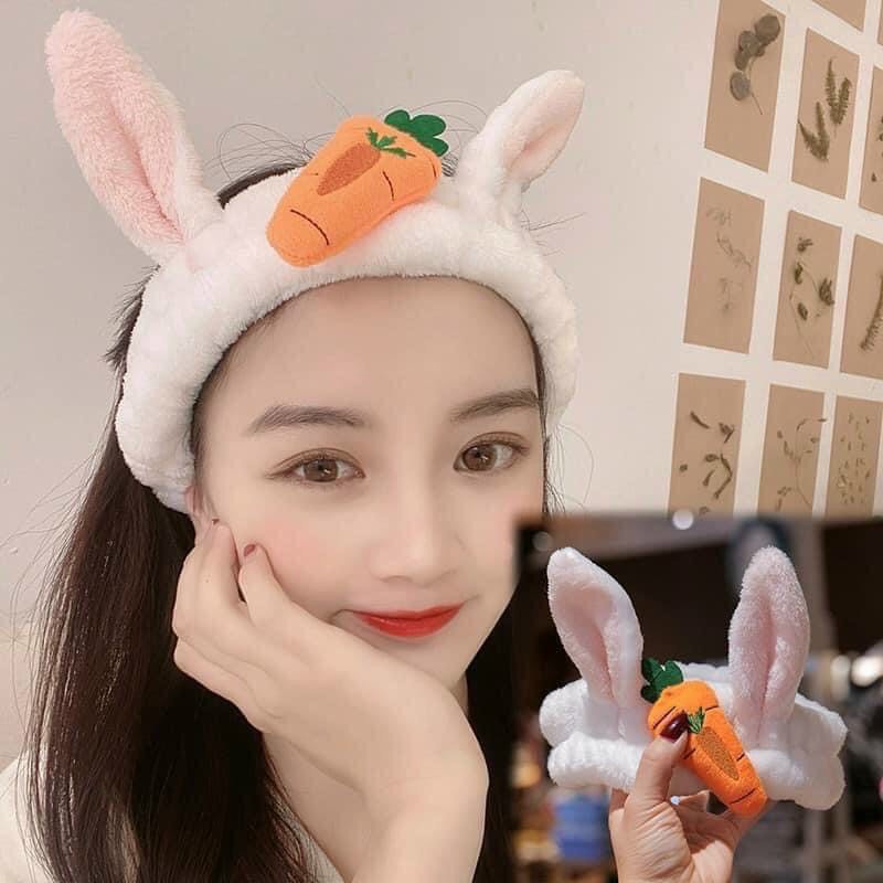 Băng Đô Turban Tai Thỏ Cà Rốt Cài rửa mặt